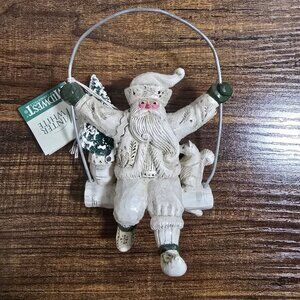 Rare Pam Schifferl White Santa Swing Ornament Winter White Midwest Cannon Falls